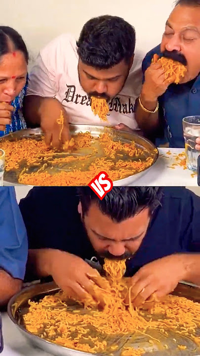 #eating 1 vs 3 SPICY KOREAN NOODLES #challenge 😱🔥✌ #shorts #indianfood #mukbang