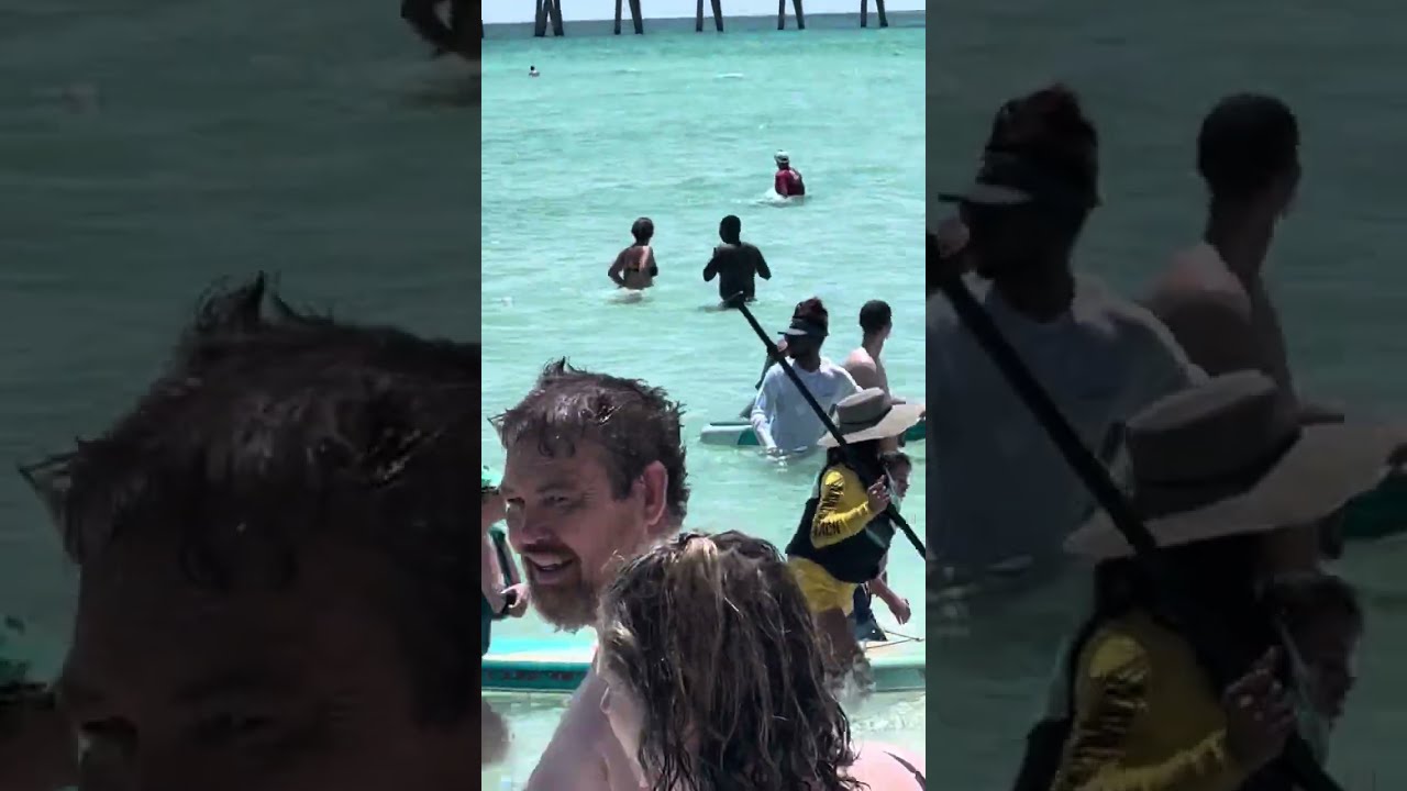 Yikes Shark Spotted Swimming Among People In The Water Navarre Beach Florida