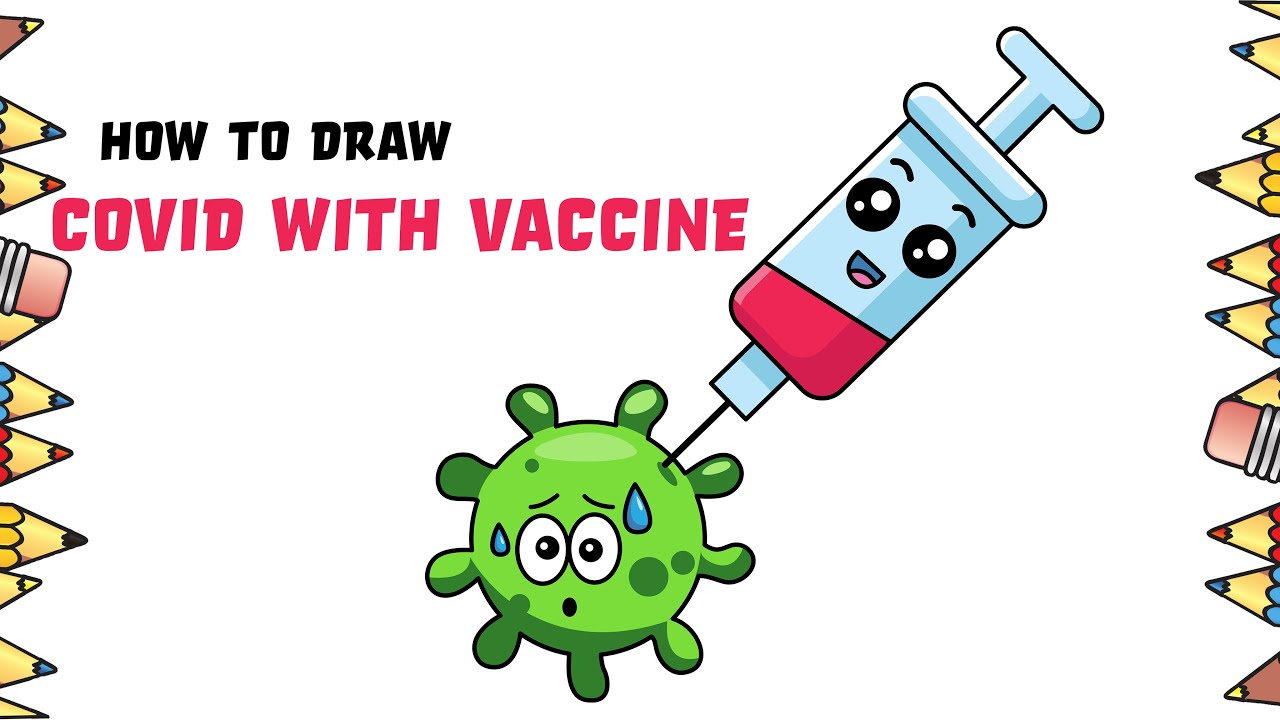 How To Draw Cartoon Coronavirus And Vaccine Syringe Easy Youtube