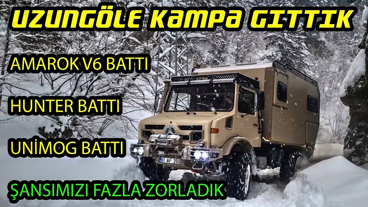 Снежный лагерь Unimog с детьми | Сначала Amarok, потом Unimog SINK!!! | Узунгёль Трип
