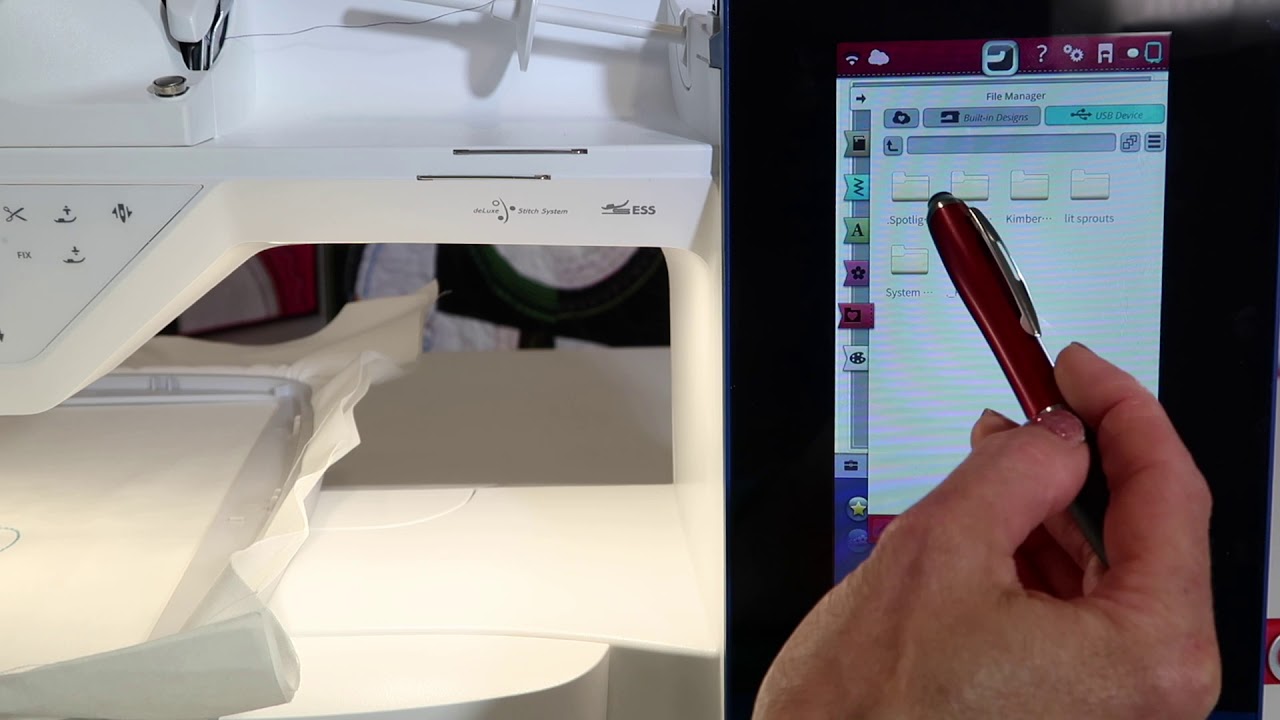 Husqvarna Viking Brilliance 80 99 Save a Design from a USB Stick to the