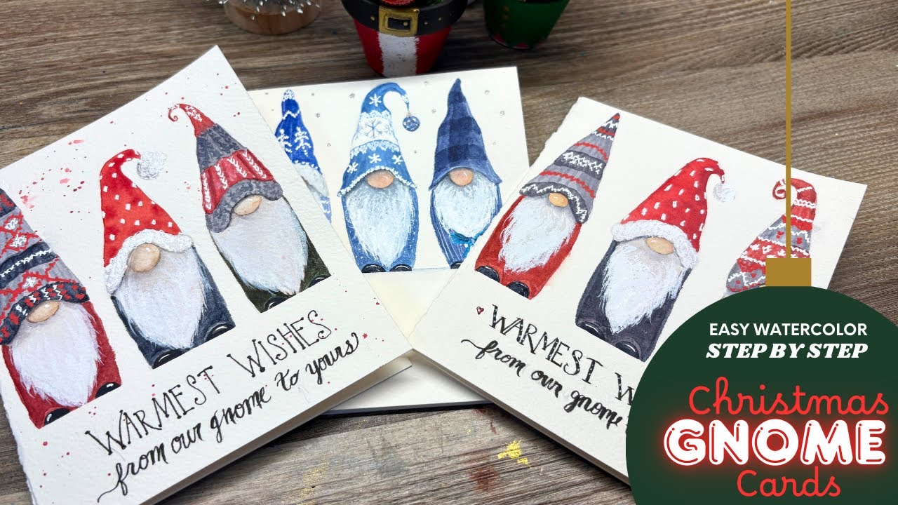 Easy Watercolor Christmas Gnome Card for Beginners | Step-by-Step Tutorial