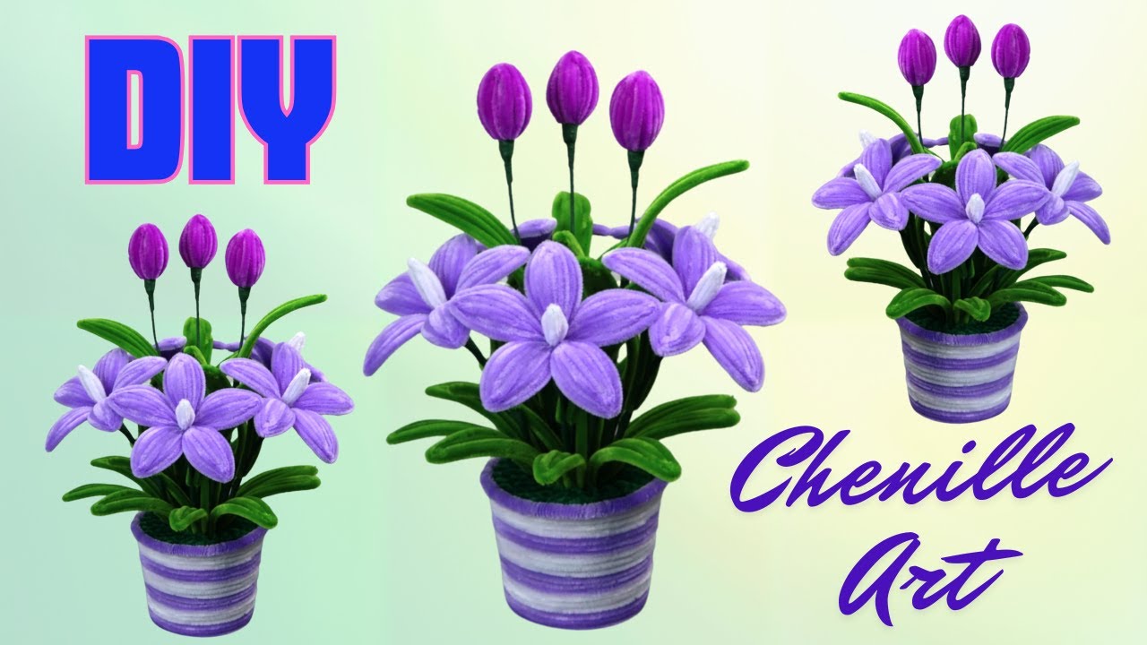 💜 Super Beautiful Purple Lily Made from Chenille Stems 🌸 | DIY Handmade Art