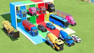 TRANSPORTING GARBAGE TRUCK, FIRE TRUCK, FIRE DEPARTEMENT, FORD POLICE, AMBULANCE WITH TRUCKS ! FS22
