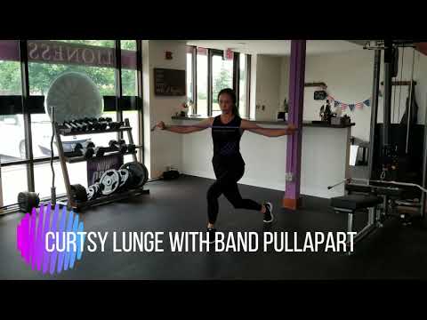 Curtsy Lunge with Band Pullapart - Lioness Fitness