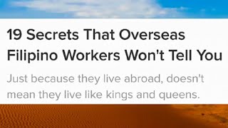 19 Secrets That Overseas Filipino Workers Won't Tell You... | OFW Diaries | Buhay Abroad