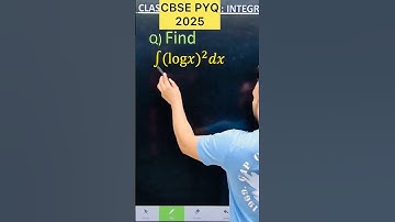 Q) Integration ∫ (log𝑥)^2 𝑑𝑥 #cbse #maths #cbse2026 #cbse2024 #cbse #cbse2026  #class12th