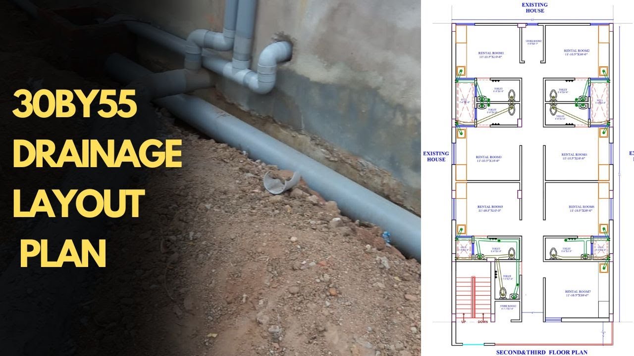 30by55 commercial building drainage layout plan