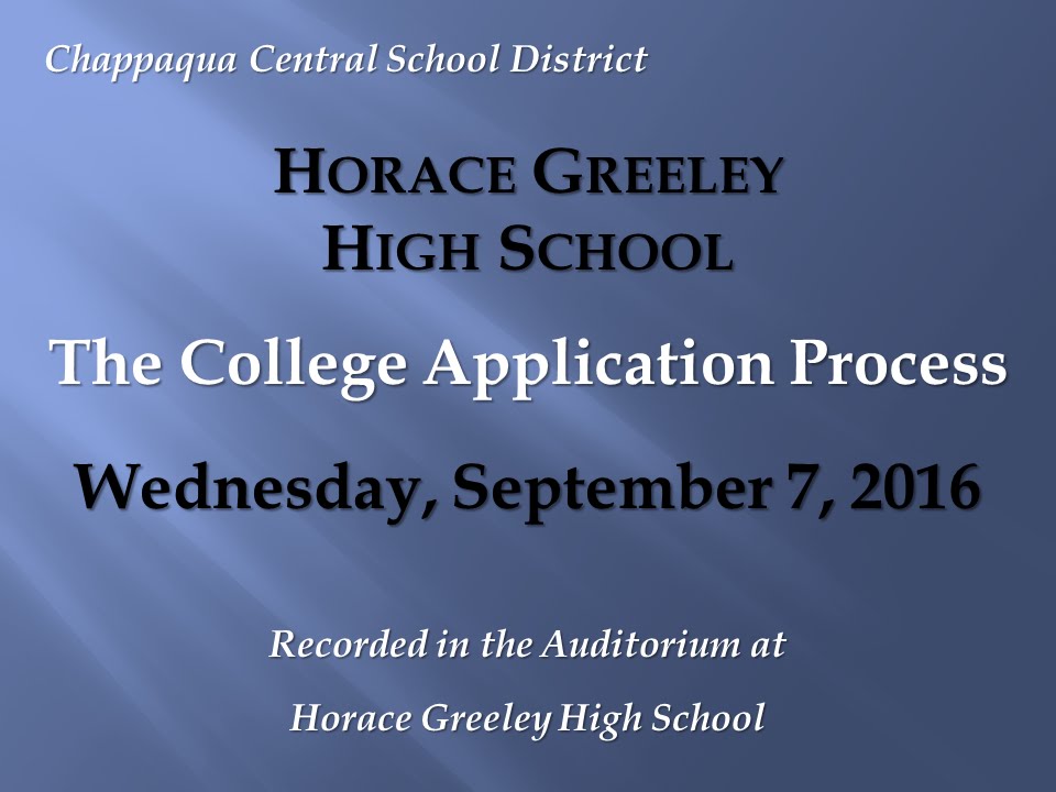 Horace Greeley High School College Application Process September