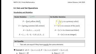 6.1 Sets and Set Operations: Example 1