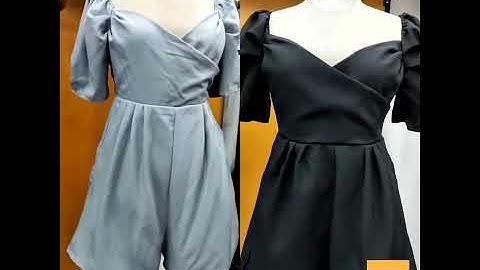 Jumpsuit Cổ Đắp Chéo (Xám+Đen)