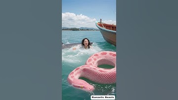 Shark trying to catch the massive python unexpectedly