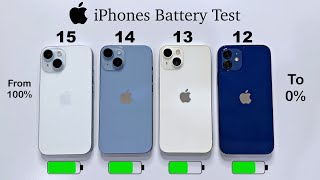iPhone 15 vs 14 vs 13 vs 12 Battery Test 100% To 0% | iOS 17 Battery Test (HINDI)