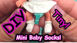 DIY Easy to make Mini Baby Socks! Making tiny Baby Doll Clothes!