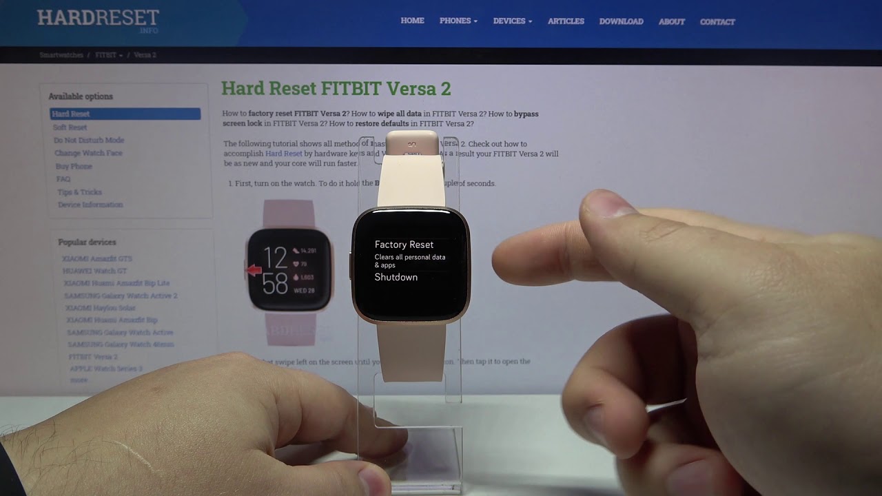 Hard Reset FITBIT Versa 2 – Restore Defaults / Erase Storage - YouTube