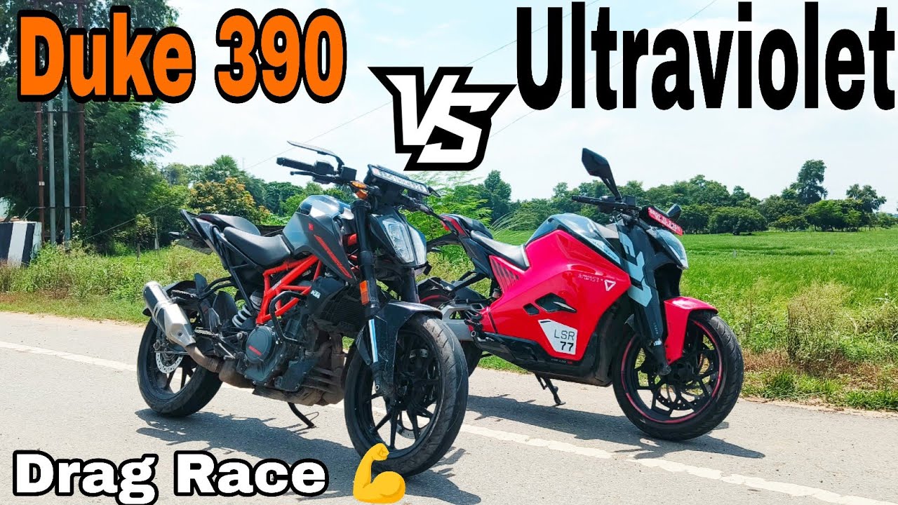 Ultraviolet F77 electric sport bike vs KTM Duke 390 Drag Race || 