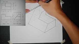 ORTHOGRAPHIC PROJECTION CONVERT TO ISOMETRIC DRAWING (EXAMPLE #2)