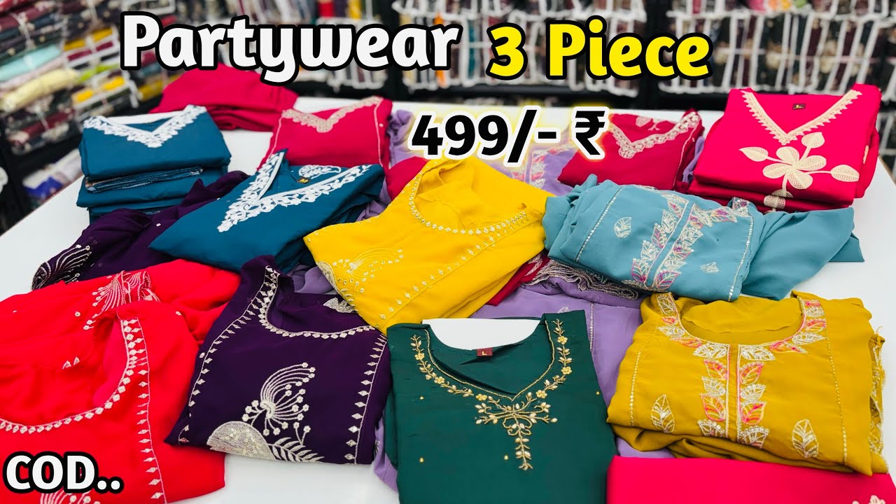 Partywear 3 Piece New Collection Get 499/- Rupees In Wholesale | Partywear Kurtis Manufacturer