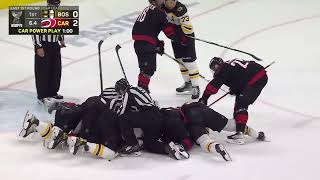 Former Teammates Charlie Coyle And Nino Niederreiter Engage During Scrum