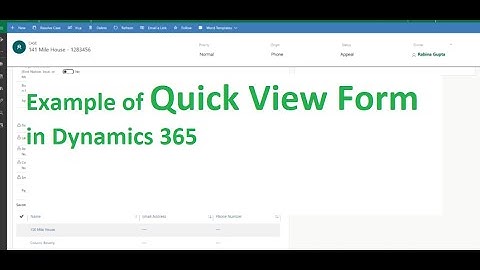 Example of Quick View Form in Dynamics 365