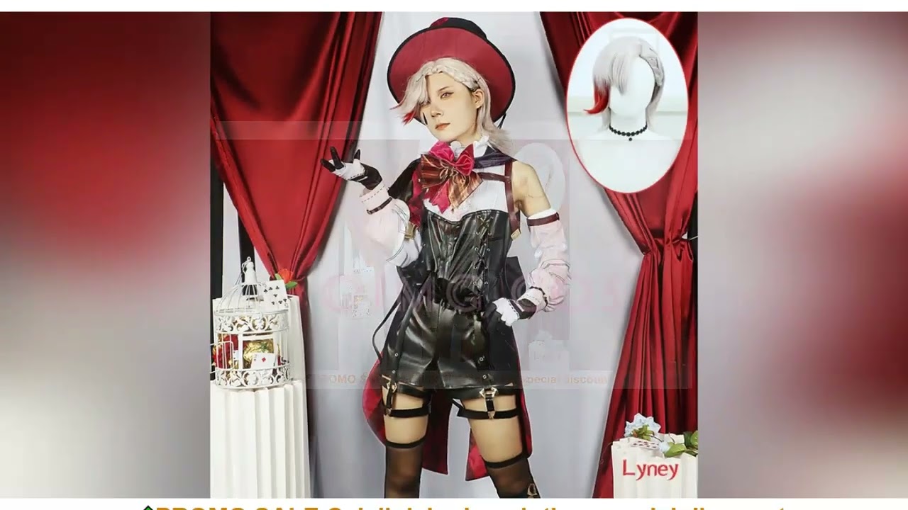Genshin Impact Lyney Cosplay Costume Adult Carnival Uniform Wig Anime Halloween Party Costumes Masqu