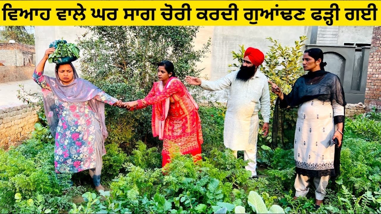 ਵਿਆਹ ਵਾਲੇ ਘਰ ਸਾਗ ਚੋਰੀ ਕਰਦੀ ਗੁਆਂਢਣ ਫੜ੍ਹੀ ਗਈ sag chori punjabi short video #sidhufamily #sag #chori 