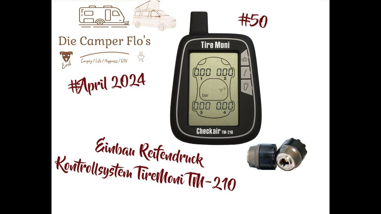 TireMoni TM-100 Reifendruck Kontrollsystem - Bluetooth Smart | 4 Sensoren Bis 5 Bar | Für Auto & Anhänger