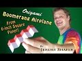 Origami Boomerang Airplane from 6-inch Kami