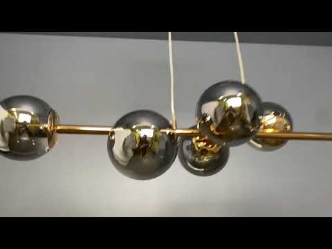Золота підвісна люстра на 6 ламп (52-1010-6 GD+BK), видео 1