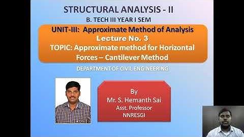Lec 3 - Unit 3 : Approximate Method of Analysis for Horizontal forces - Cantilever Method | SA-II