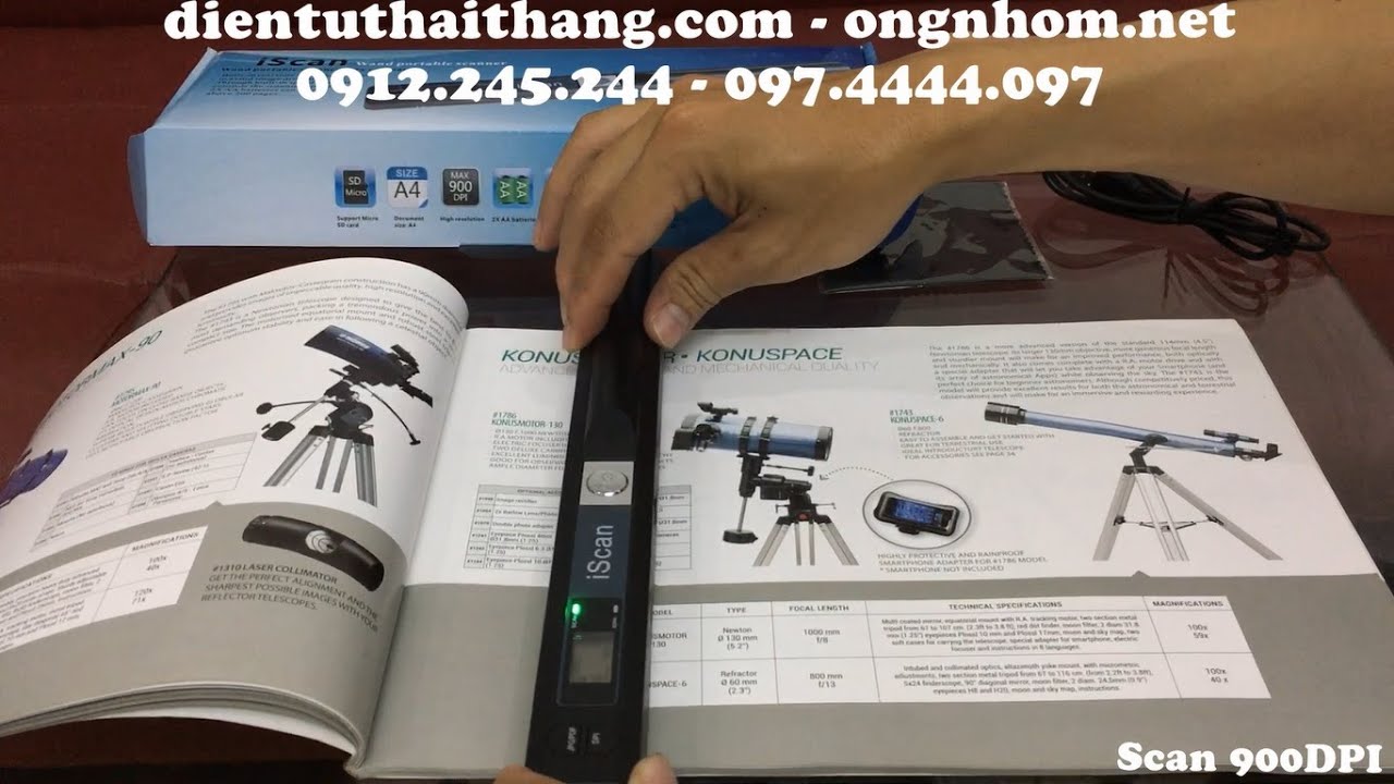 Máy Scan cầm tay siêu nét độ phân giải 900DPI. Máy scan văn bản, scan hình ảnh chất lượng cao.