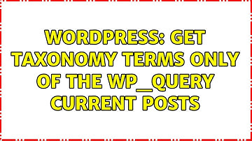 Wordpress: Get taxonomy terms only of the WP_Query current posts (2 Solutions!!)