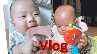 육아Vlog 130일 4개월 아기 24시간 놀아주기/뒤집기는 언제쯤/타이니 모빌/아기 체육관/리우드 치발기/튤립 사운드북