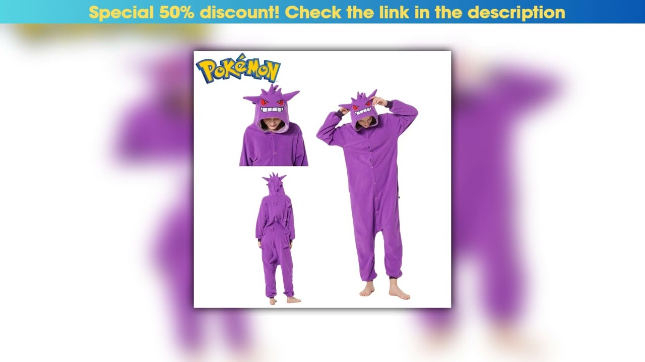 Flash Sale Pokemon Sleep Jumpsuit Gengar Anime Adult Children Boy Girl Cartoon Home Clothing Polyes