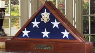 Flag Case and Military Medals Display Cases hand made in the USA. Flag shadow box. Flag cases with personalized laser 