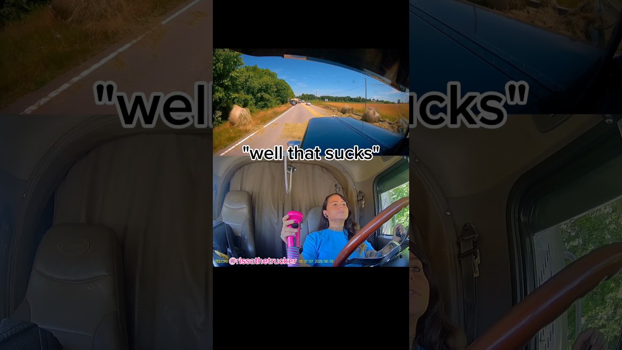 Those hay bale trucks have always scared me 😬 #trucking #femaletrucker #peterbilt #dashcam #kentucky