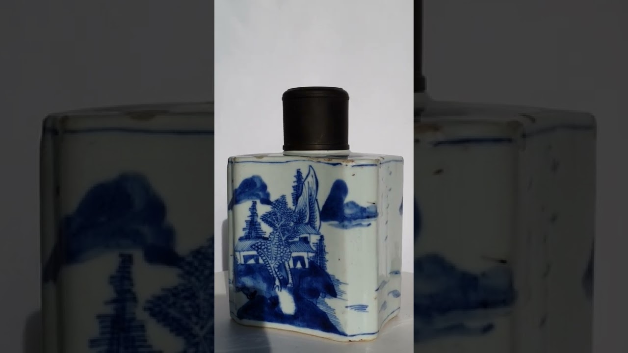 Chinesische Teedose mit Landschaftsmotiv 19th