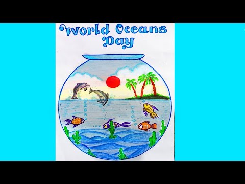 world ocean day drawing || ocean day poster ||