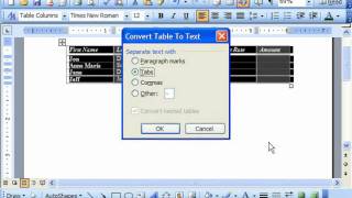 Word 2003 Tutorial Converting a Table into Text Microsoft Office Training Lesson 16.7