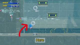 Glitch in Sonic Superstars Sonic riding an air bubble