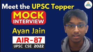 Full UPSC CSE/IAS 2022 Mock Interview | Ayan Jain | Rank 87 | UPSC Topper 2022 | Edge IAS Guide