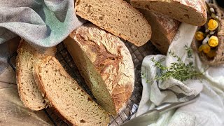 طريقة تحضير خبز ريفي بالدقيق الكامل بدون خميرة طبيعية بطريقة رائعة Rustic whole wheat Bread