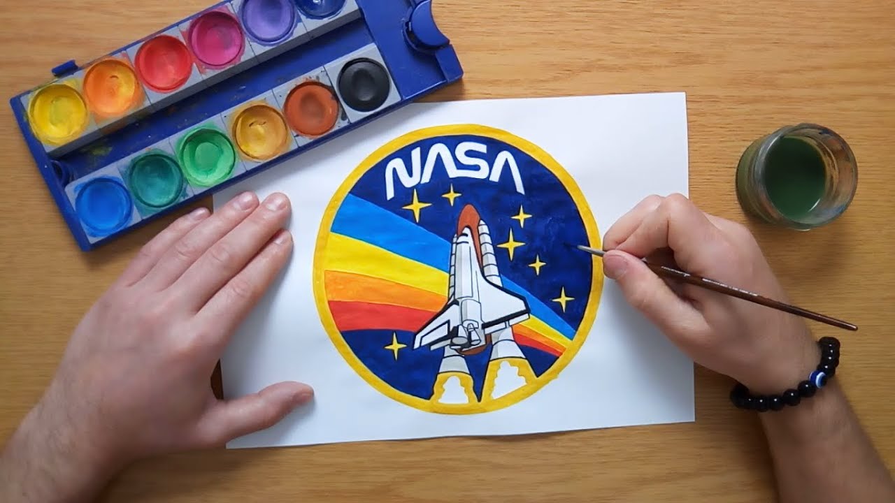 How To Draw A Nasa Logo Nasa Space Shuttle Mission Logo Youtube