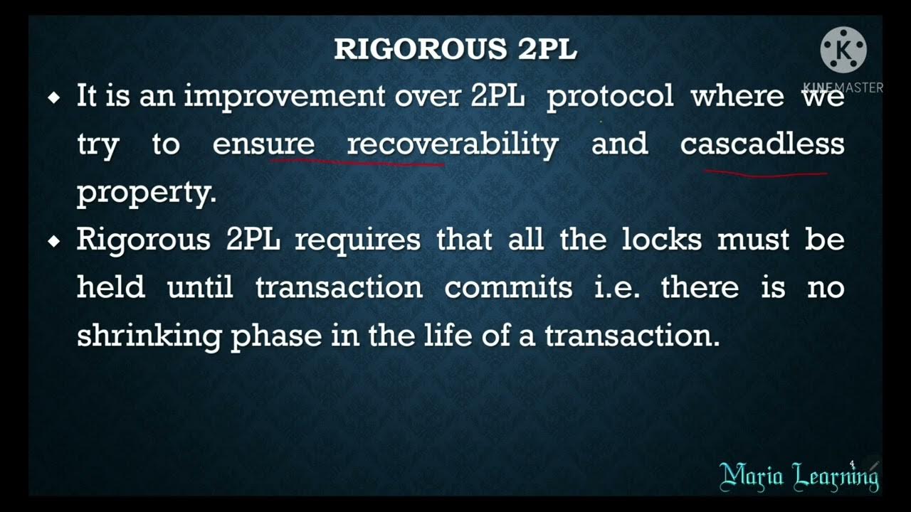 Lecture 74 Rigorous 2 Phase Locking Protocol in DBMS in Tamil YouTube