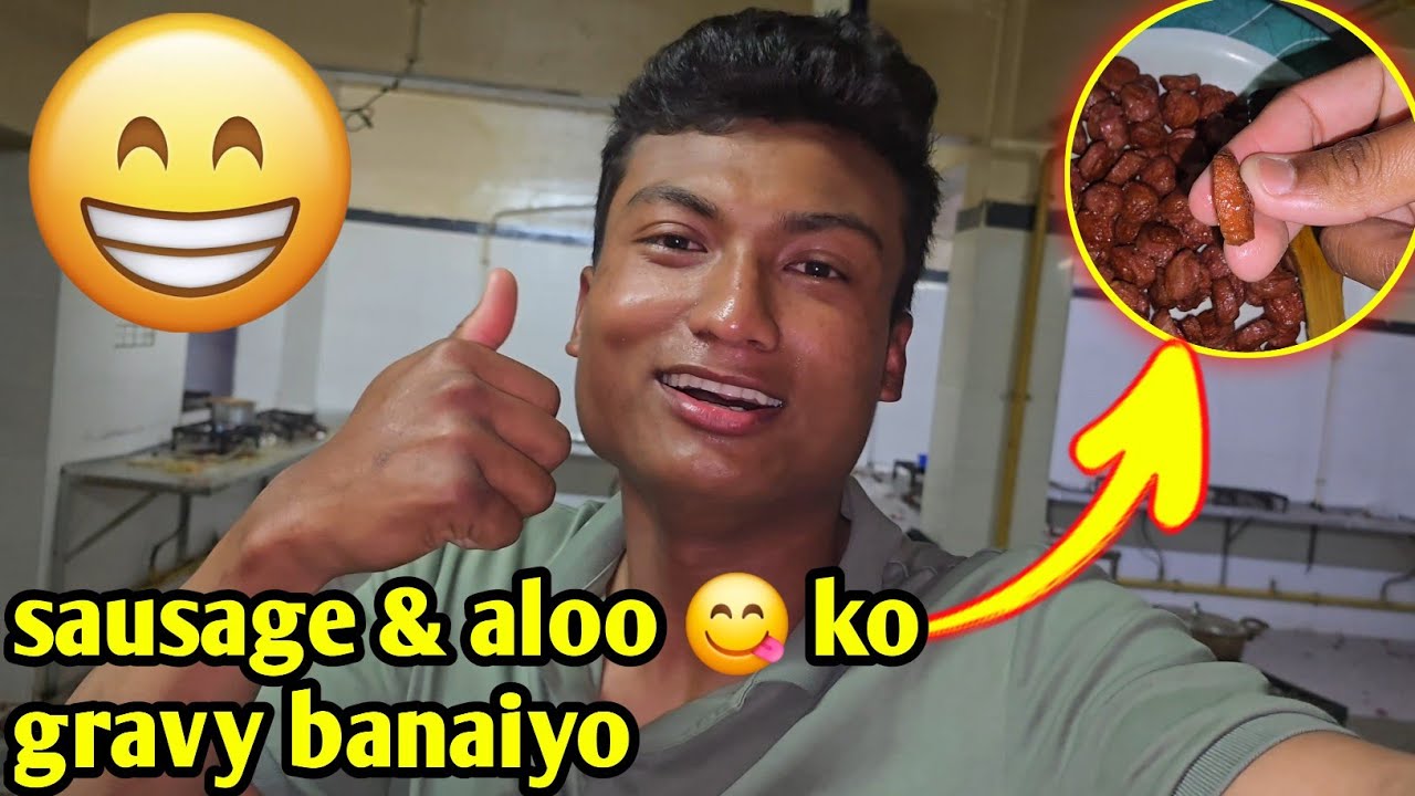 //Frozen chicken sausage & aloo 😋 ko gravy banaiyo // nishant volgs//