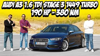 Audi A3 1.6 Tdi Stage 3 190 Hp 1449 Gtd Big Turbo Dsg7 Launch Control Top Speed Test Ettik