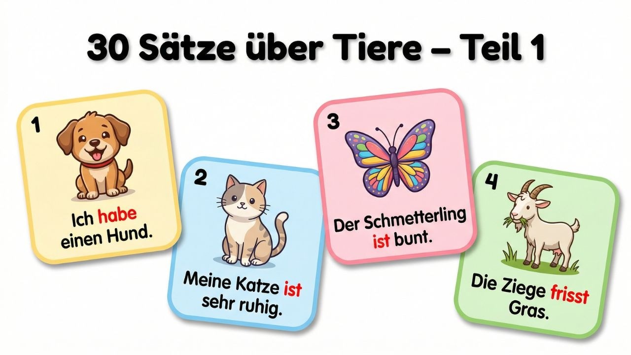 30 Deutsche Sätze über Tiere | Einfach Deutsch lernen für Anfänger (A1–A2)