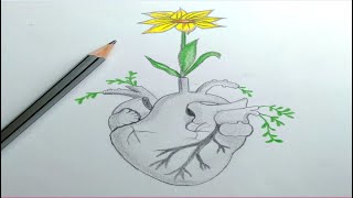 رسم قلب | كيفية رسم قلب بقلم الرصاص للمبتدئين خطوة بخطوة | رسم سهل كيوت | تعليم الرسم