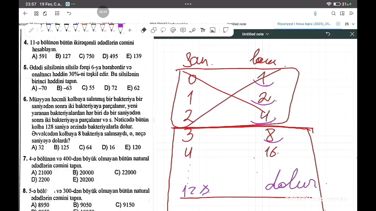 Ədədi və həndəsi silsilə məsələləri