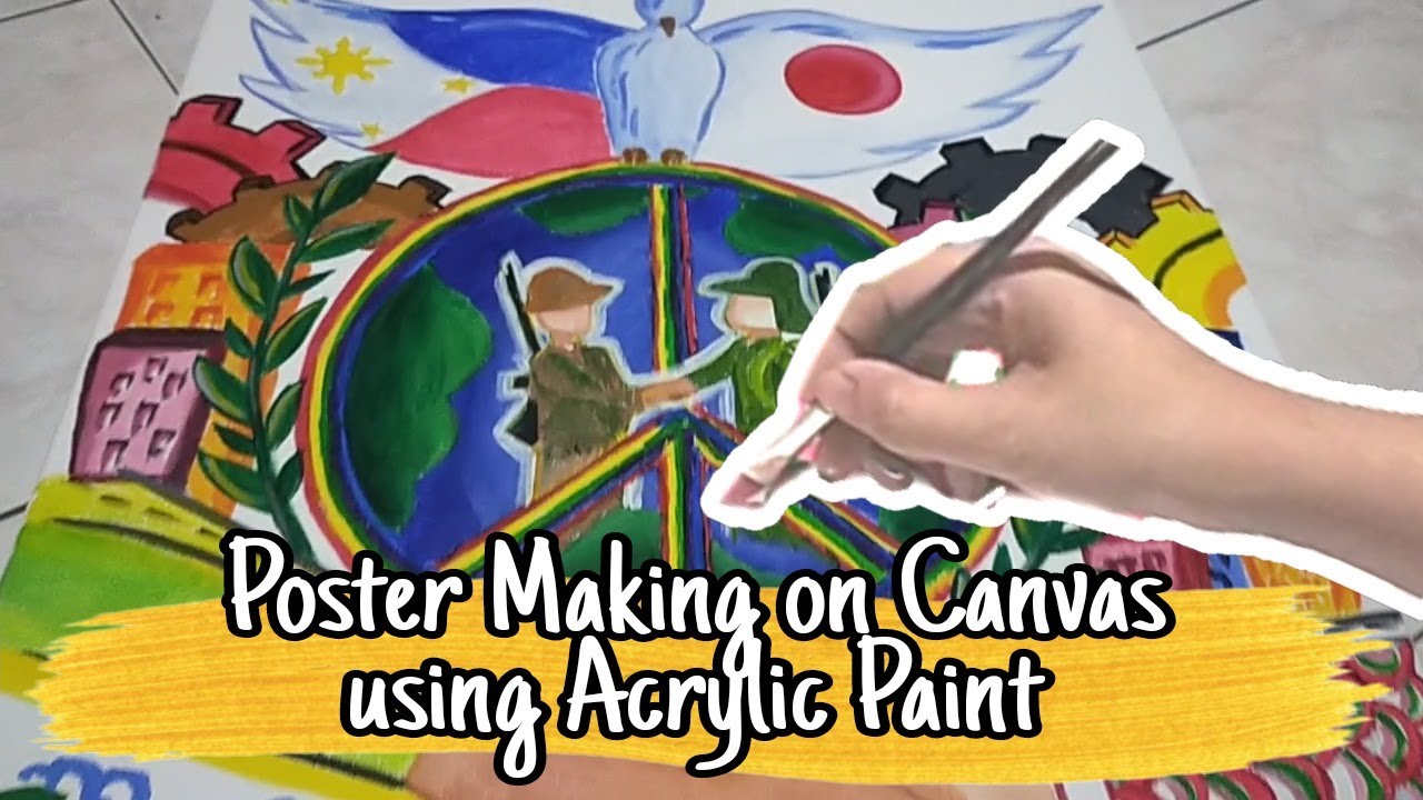 Poster Making on Canvas using Acrylic Paint - YouTube